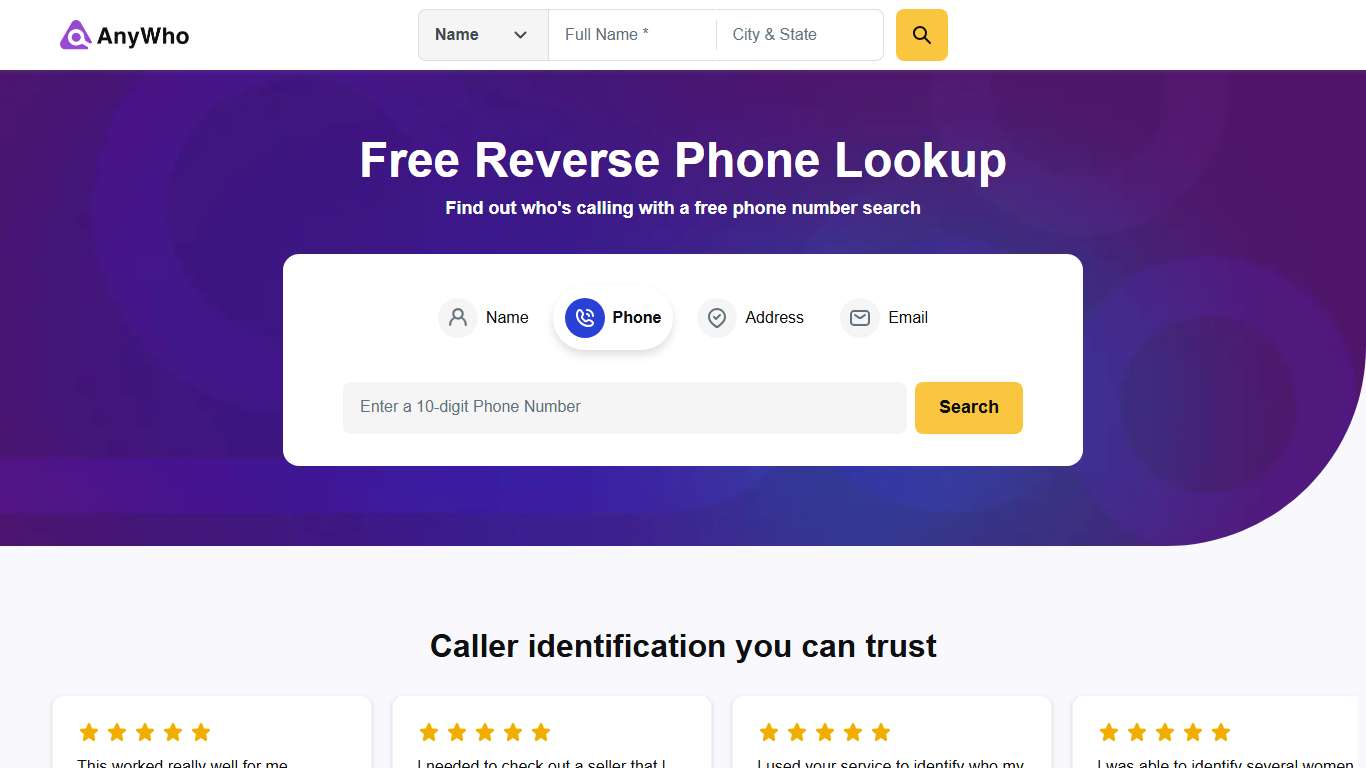 Reverse Phone Lookup | Anywho